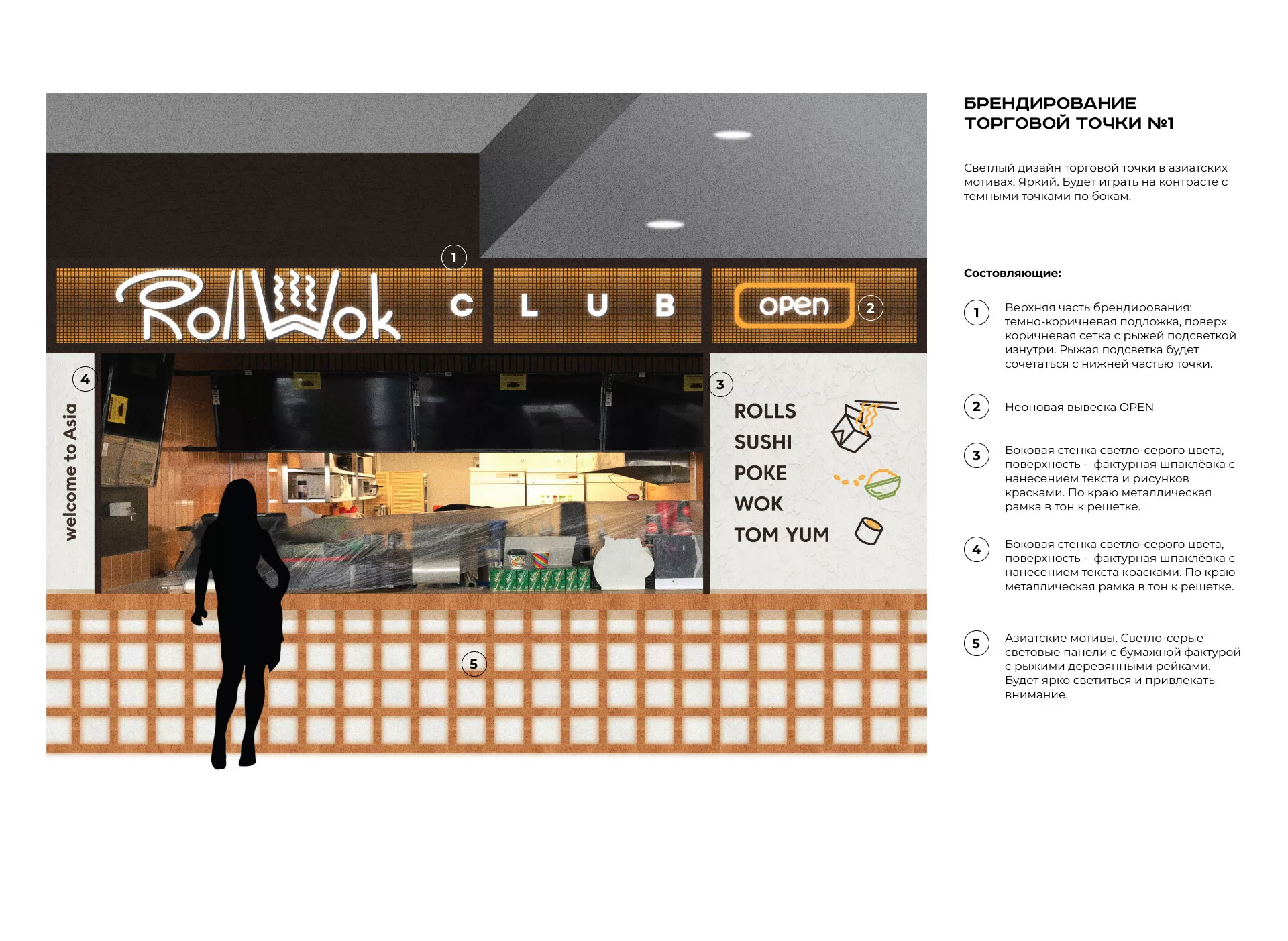 Брендирование торговых точек суши-бара «Roll Wok Club» в Мелеузе