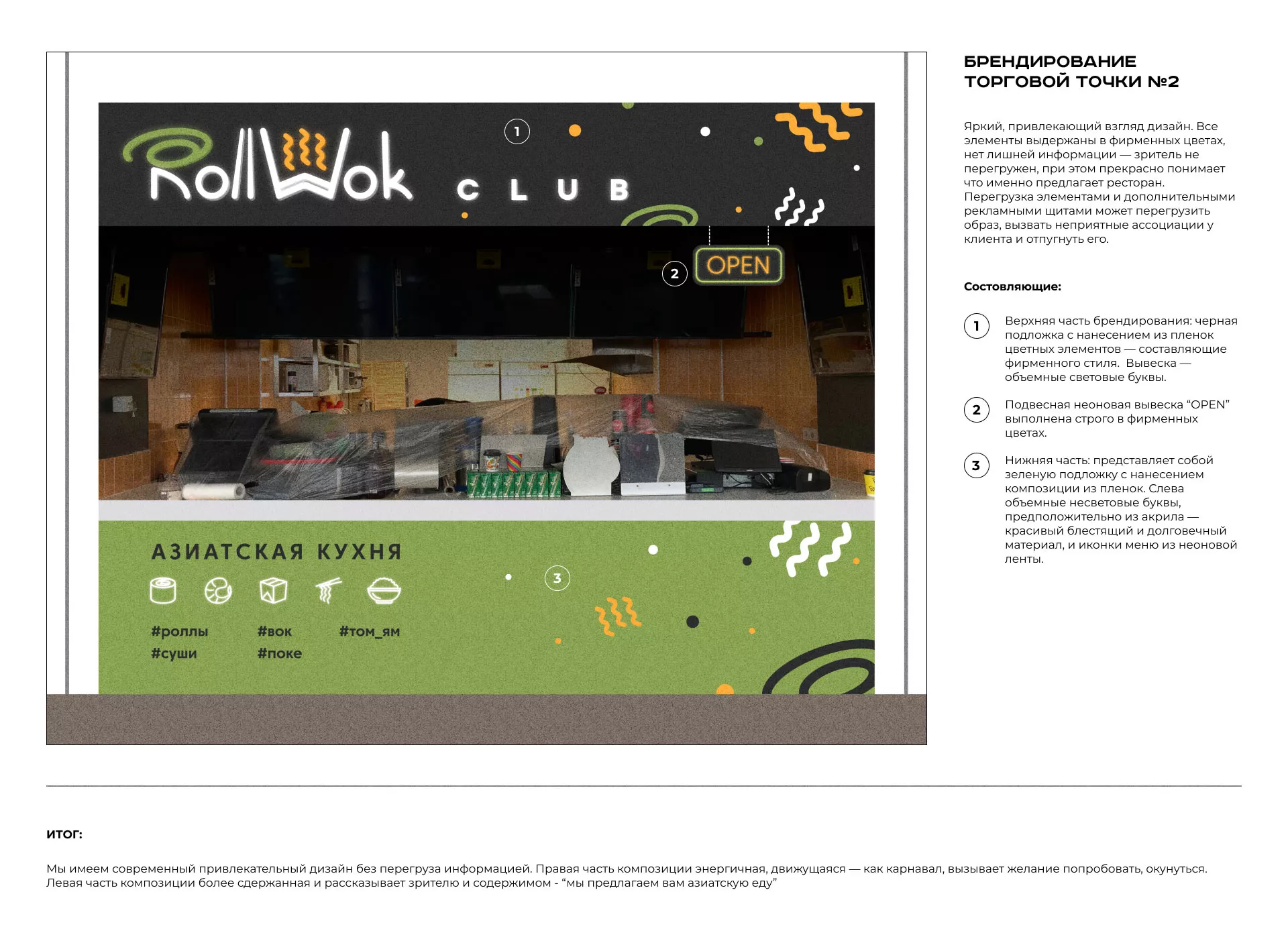 Брендирование торговых точек суши-бара «Roll Wok Club» в Мелеузе